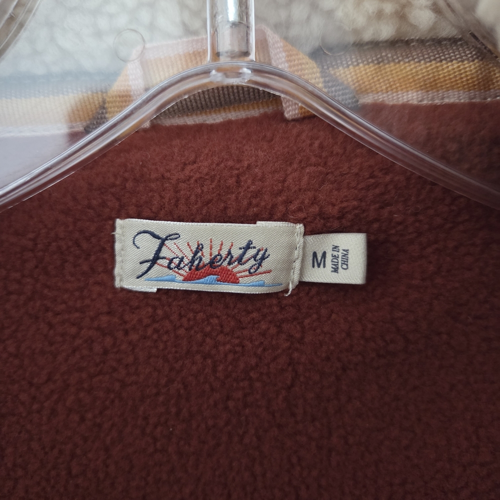 Faherty Cream Teddy Jacket With Patterned Trim - image 8